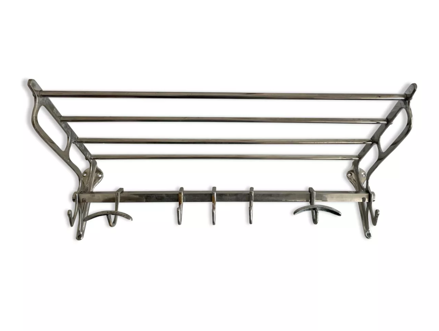 Vintage coat rack, chromed metal, art deco cloakroom
