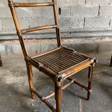 Set of 6 brown rattan chairs