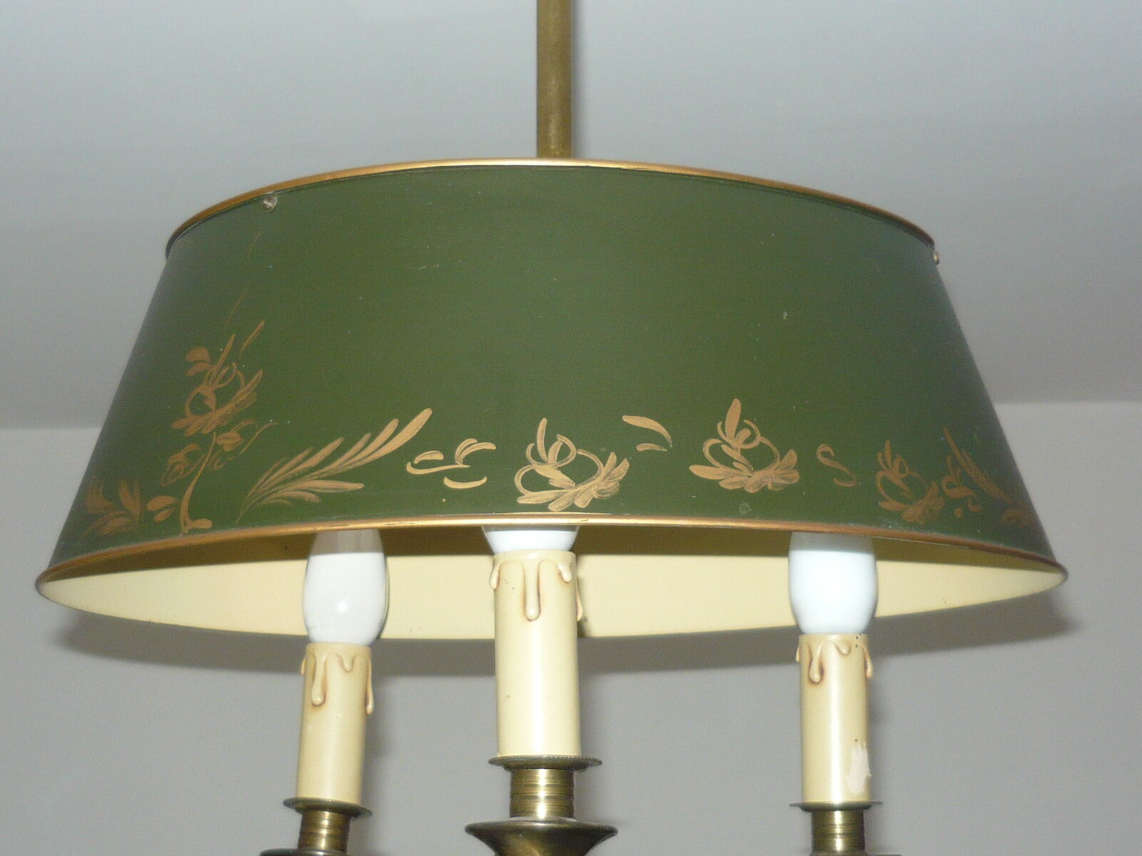 Lustre bouillotte style empire cor de chasse 3feux