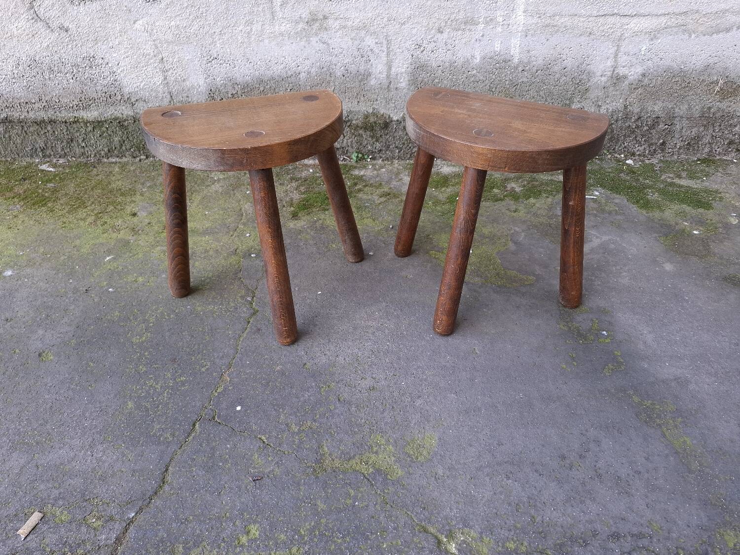 2 vintage tripod stools