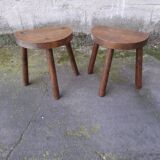 2 vintage tripod stools