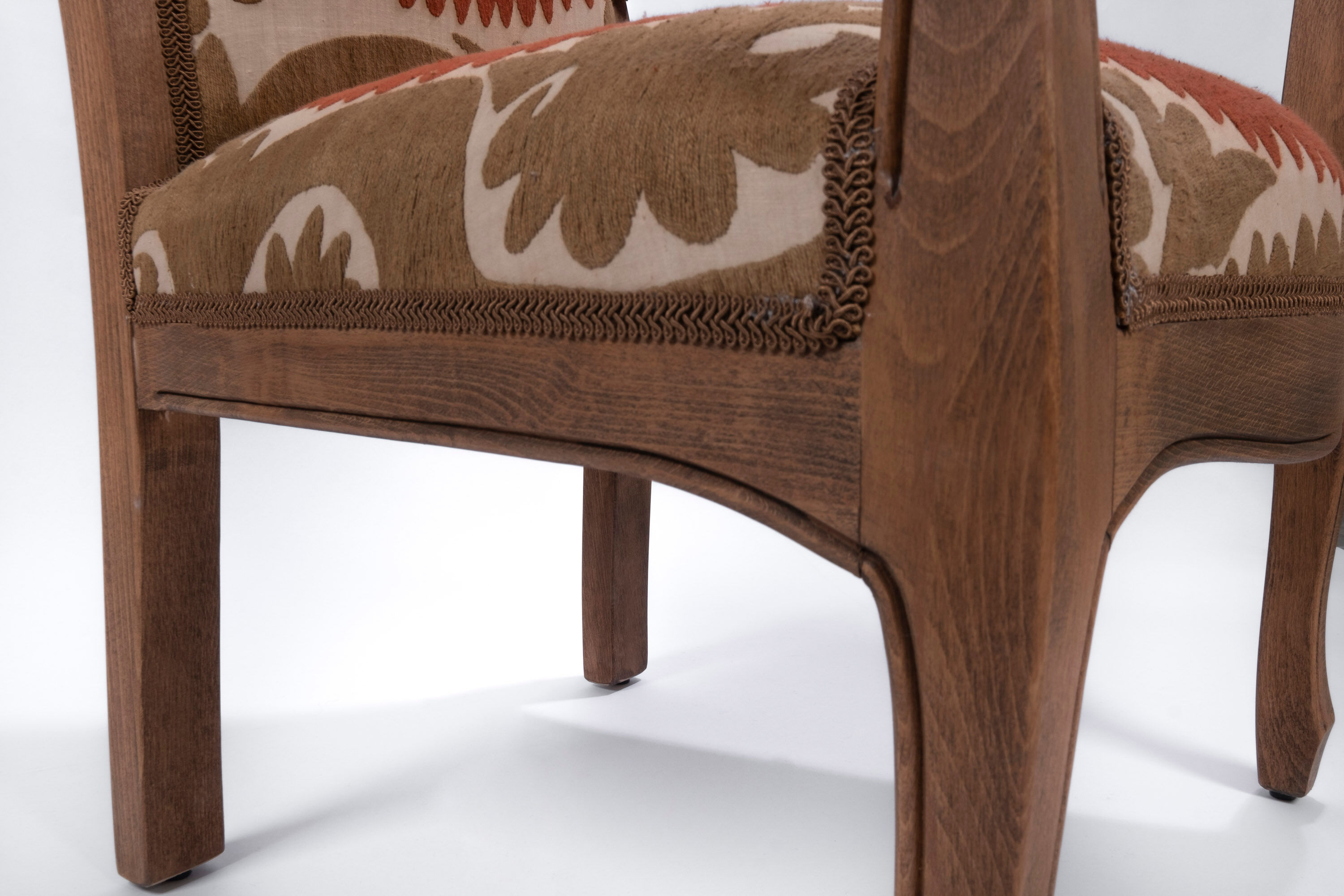 Boho Chic Suzani Embroidered Bergere Chair
