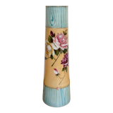 Vase bleu et beige à motif fleurs
