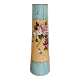 Blue and beige vase with flower pattern