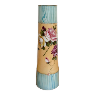 Vase bleu et beige à motif fleurs