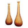 Paire de vases italiens Empoli en verre bullé ambré