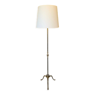 Lampadaire vintage pieds tripode en laiton, circa 1960's