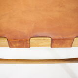 2001 set of walnut and leather dining chairs, set of 6