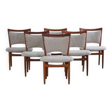 Ensemble de 6 chaises danoises modernes en chêne et laine d'agneau, modèle SW86 de Finn Juhl, 1953