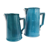 Duet of blue duck pitchers Digoin Sarreguemines