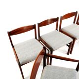 Set of 6 newly upholstered Mcintosh grey herringbone rosewood dining chairs