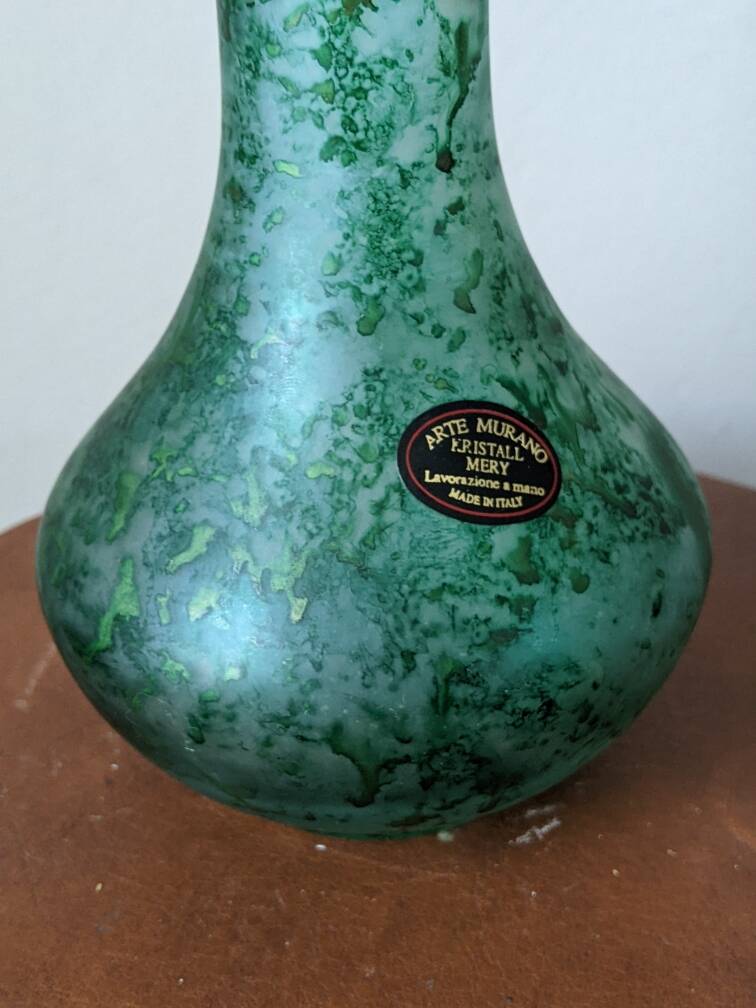 Murano blown glass vase, handcrafted in Italy