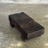 Small stool, black solid teak accent stool wabi-sabi L30 W8.5 H6.