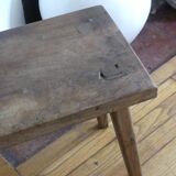 Brutalist wooden stool