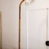 Wood floor lamp lampshade mother-of-pearl