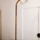 Wood floor lamp lampshade mother-of-pearl