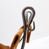 Wrought iron log holder with suede log holder