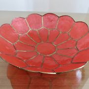 Pocket, cup, in red capiz mother-of-pearl and brass 1970