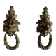 Pair of bronze door knockers - Empire lion head handles