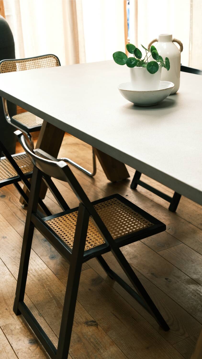 4 black cane folding chairs