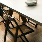 4 black cane folding chairs