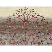 Hand-Knotted Wool Area Rug for Living Room, Tree Design Beige and Brown Carpet