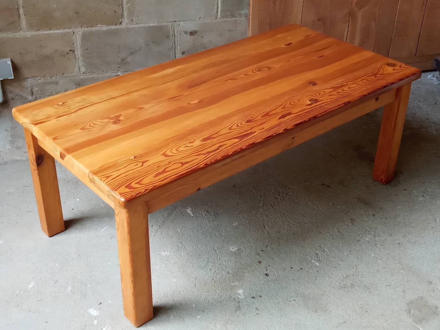 1980s solid pine coffee table