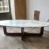 Marble and wood coffee table