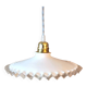 Vintage suspension in white lace opaline, sky blue cable.
