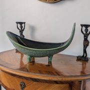 Large sculptural tripod bowl Ceramidi – Black/green glazed ceramic