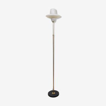 Brass lamp and white opaline