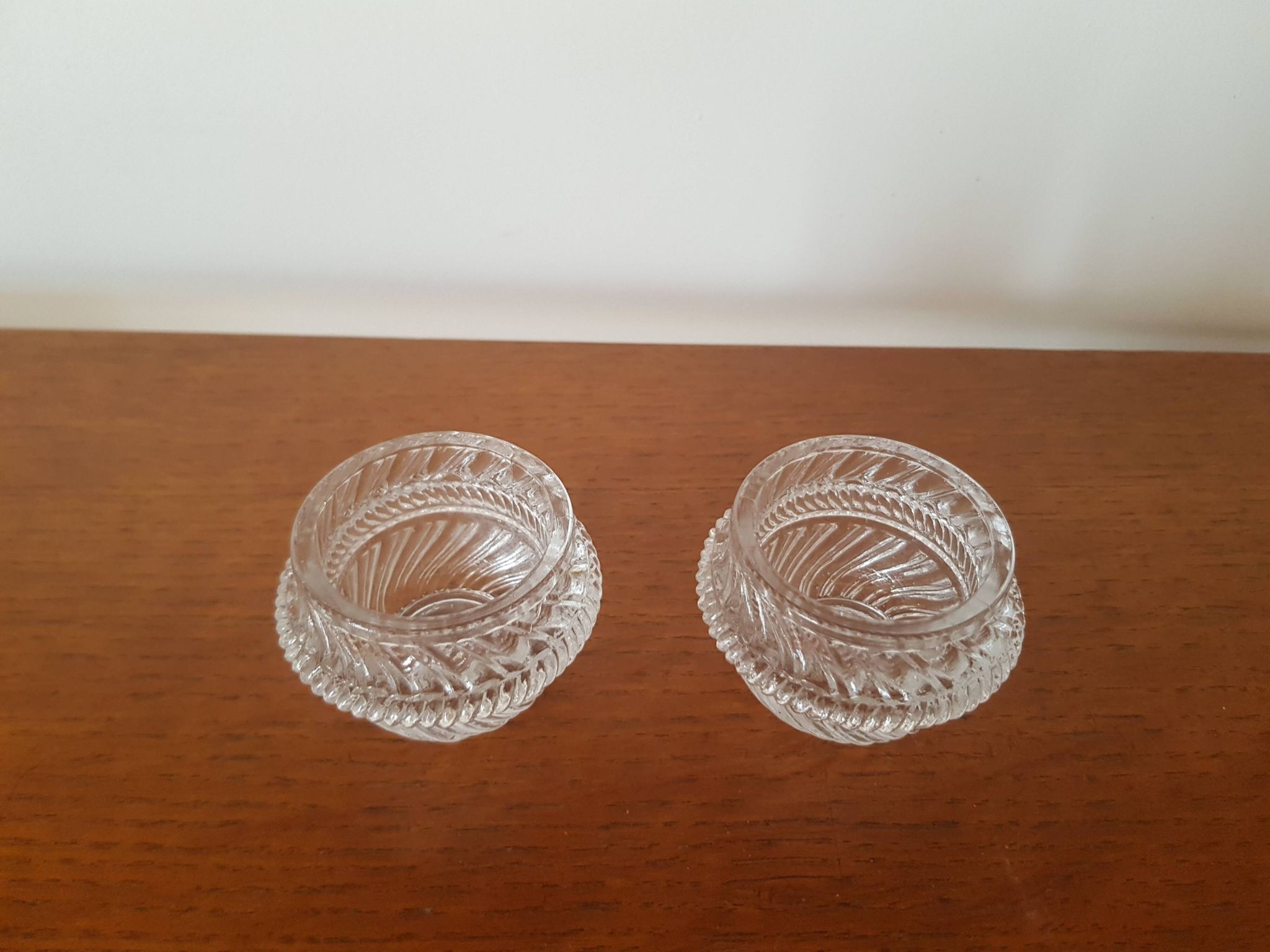Set of 2 cut glass egg cups