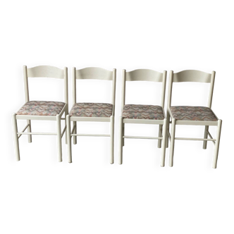 4 vintage white 80s solid wood kitchen chairs