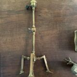 Rare articulated tripod base table lamp in gold-plated brass