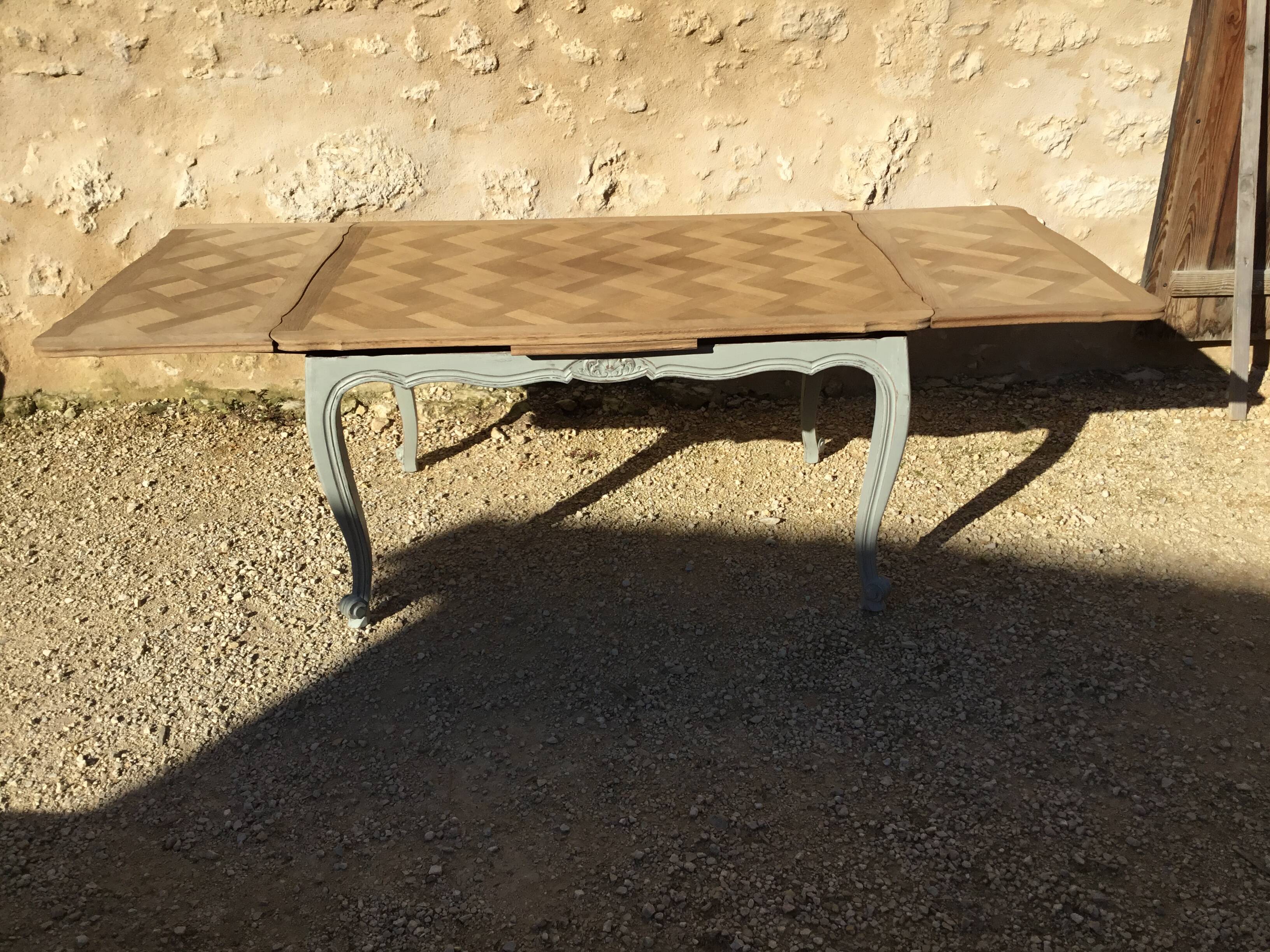 Louis XV style table in oak with natural wood top