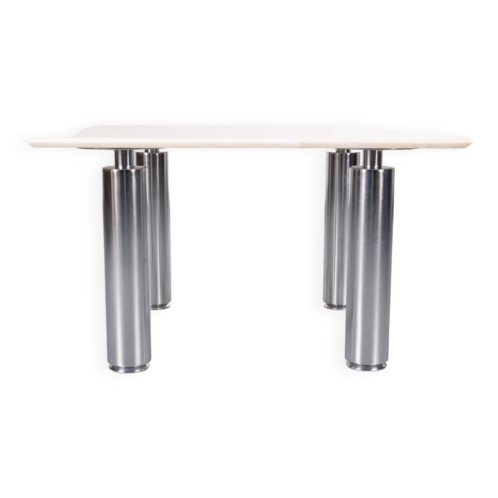 Wolfgang C.R. Mezger Marble on steel coffee table 1980s