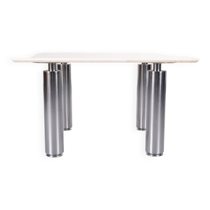 Table basse en marbre et acier années 1980 Wolfgang CR Mezger