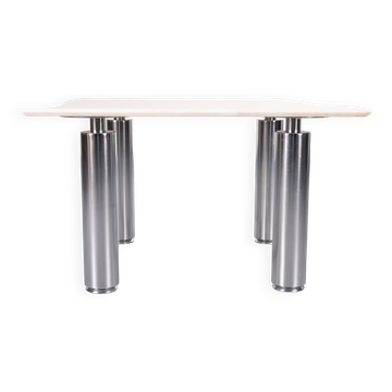 Wolfgang C.R. Mezger Marble on steel coffee table 1980s