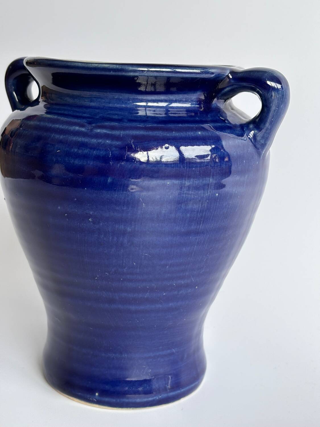 Blue earthenware amphora vase