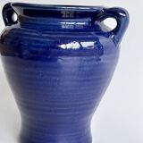 Vase amphore en faïence bleu