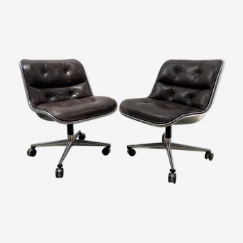 Paire de fauteuils de Charles Pollock Marrons édition Knoll 60