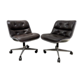 Pair of armchairs by Charles Pollock Chestnuts edition Knoll 60