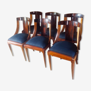 Serie de six chaises gondoles Art Deco