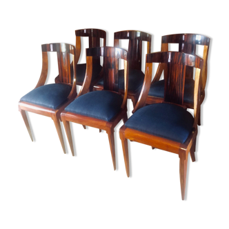 Serie de six chaises gondoles Art Deco