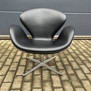Originele zwart lederen Fritz Hansen Swan chair Topstaat!