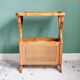 Table d'appoint porte revue bois et cannage