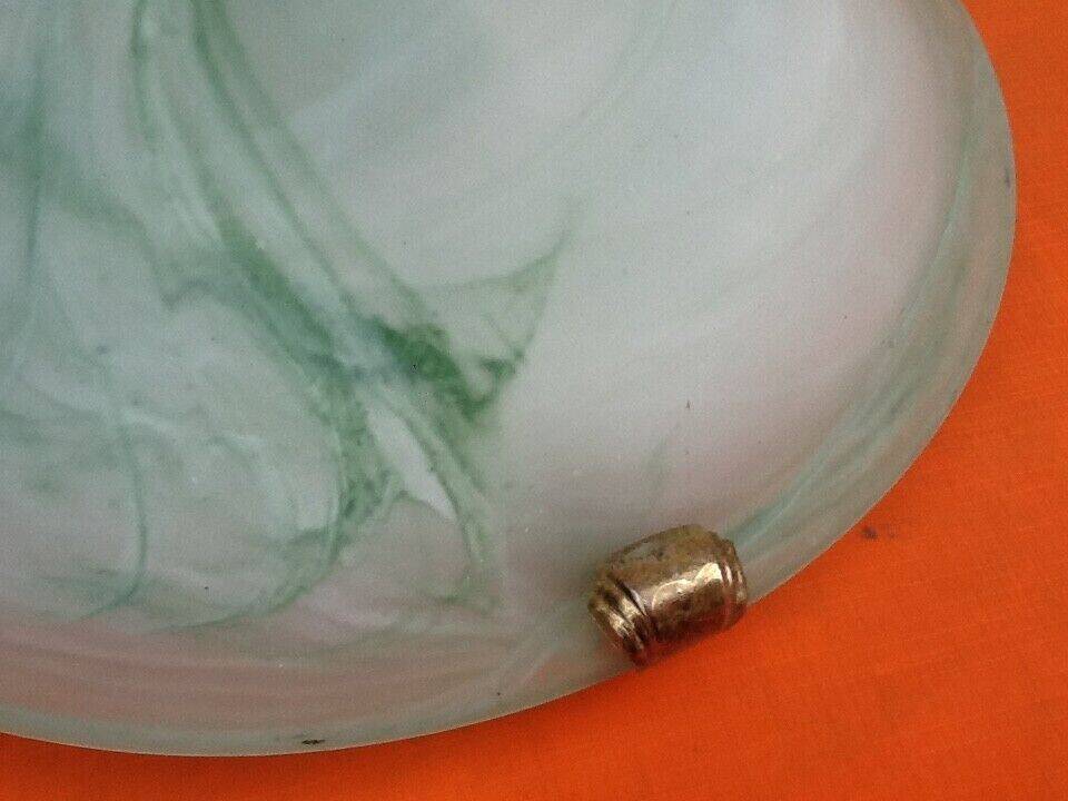 Wall lamp / ceiling lamp satin curved glass cover with marbled green effect