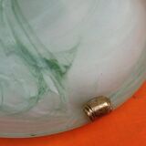 Wall lamp / ceiling lamp satin curved glass cover with marbled green effect