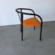Set of 4 Italian design chairs in vintage black metal and chrome.