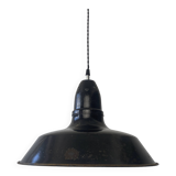 Old industrial pendant light in black enamel 40 cm